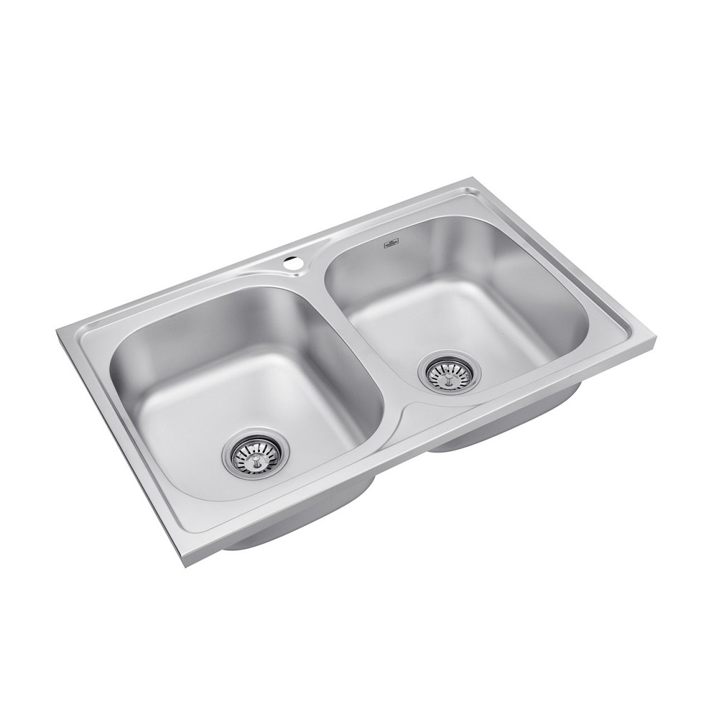 Кухонна мийка накладна Kroner KRP Satin - 5080Z (0.8 мм) на дві чаші Київ - фото 3