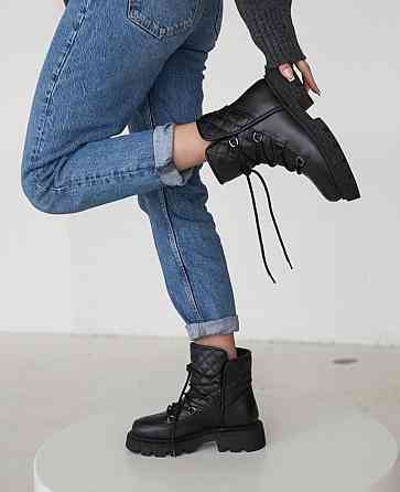 Olli Черевики жіночі OLLI чорні натуральна шкіра з хутром висота 14см (K-93-Астра 5287) 38р.39р Коломия