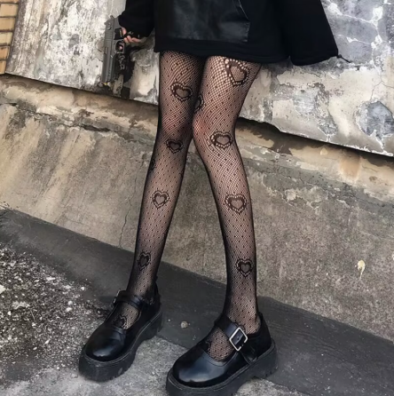 Колготи з сердечками в сітку one size чорний Київ