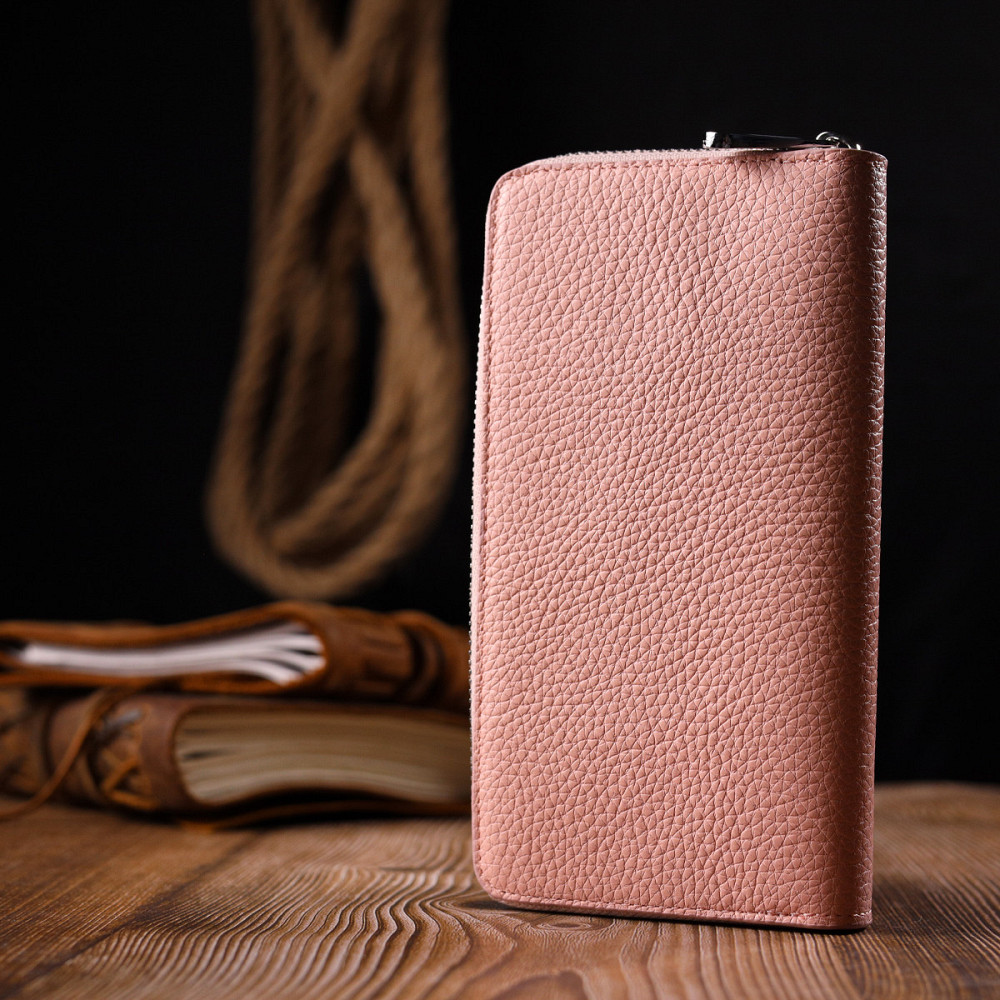 Удобный вертикальный женский кошелек из натуральной кожи KARYA 21158 Розовый Киев - изображение 10