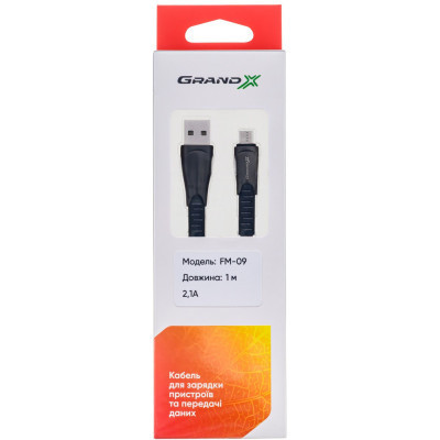 Дата кабель USB 2.0 AM to Micro 5P 1.0m black Grand-X (FM09) Вінниця - фото 3