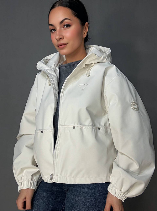 Куртка жіноча YZY 30046 вітрівка оверсайз з капюшоном one size, молочний, one size Київ - фото 6