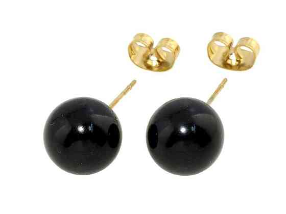Серьги Stainless Steel 14K пусеты Черные шарики ø 10мм (185702) ТМ XUPING Киев