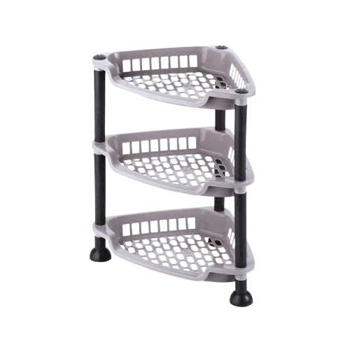 Етажерка настільна кутова на 3 полиці пластик ніжно-сірий Nostalgia Mini ELIF Житомир - фото 1