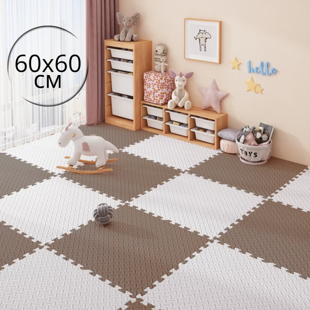 Коврик-пазл напольный, термоковрик,без покрытия,Eva-пены 20 пазлов 60*60 см,площадь покрытия 7,2м²,толщина 1 см, цвет коричневый Каменец-Подольский - изображение 1