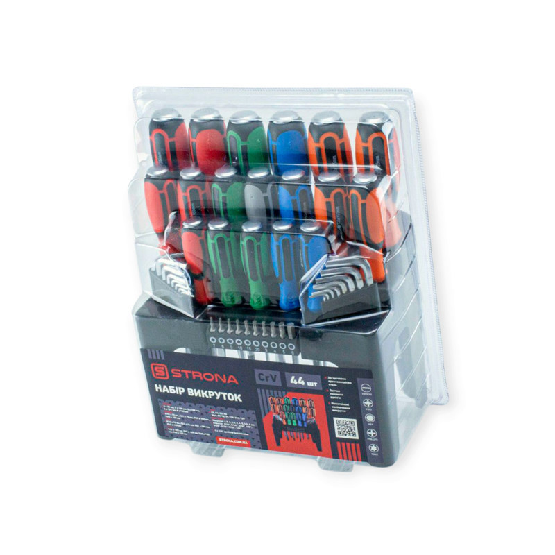 Набор отверток ударных 18 шт SL,PH,PZ,Torx, биты 10шт, шестигранники 16шт с подставкой-органайзером Мукачево - изображение 3