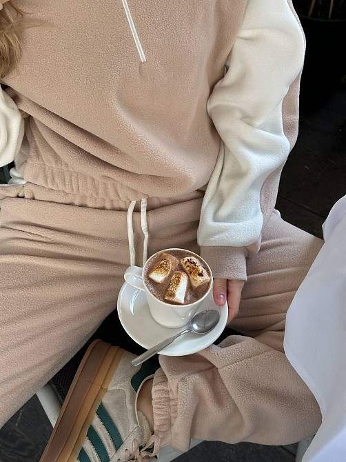 Жіночий стильний теплий костюм з двостороннього флісу. Бежевий, 42/44 Одеса - фото 8