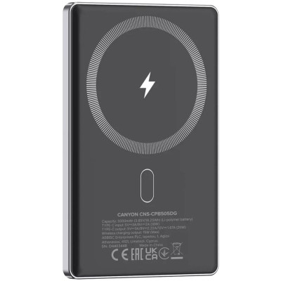 Батарея универсальная Canyon 5000mAh OnPower 505 slim Magsafe PD/20W Dark Grey (CNS-CPB505DG) Винница - изображение 4