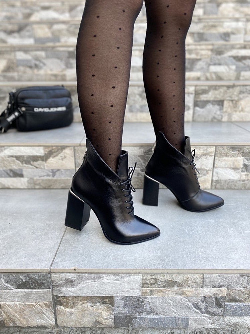 Wright Черевики жіночі WRIGHT чорні натуральна шкіра каблук 10см 35р.36р.37р.38р. (4190) Коломия - фото 2