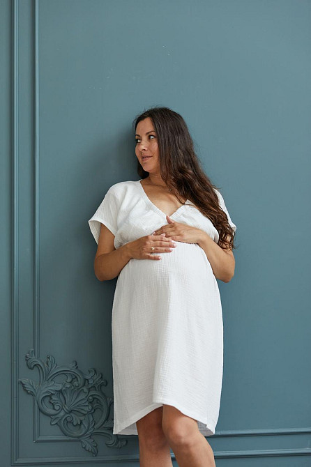 Нічна сорочка для вагітних та годуючих Nicole XXL (50) Lullababe Молочний Кривий Ріг - фото 1
