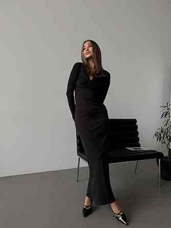 Жіноча стильна сукня максі з вирізом на грудях мікродайвінг Одеса