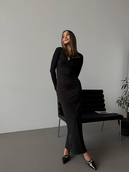 Стильное женское платье макси с вырезом на груди микродайвинг Одесса - изображение 4