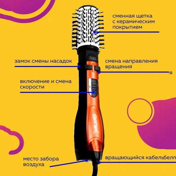 Фен расческа для сушки волос Gemei Gm-4828, Фен дорожный для укладки укладки прически OX-89 Львов - изображение 1