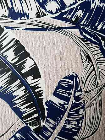 Шпалери вінілові на флізелін Marburg 82122 Felicita листя папороті сині чорні білі на рожевому тлі Київ