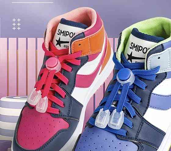 Шнурки еластичні без зав'язок з пластиковими фіксаторами Синій Смела