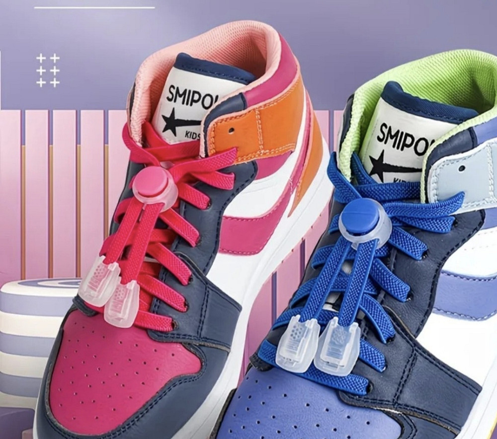 Шнурки еластичні без зав'язок з пластиковими фіксаторами Синій Смела - изображение 4