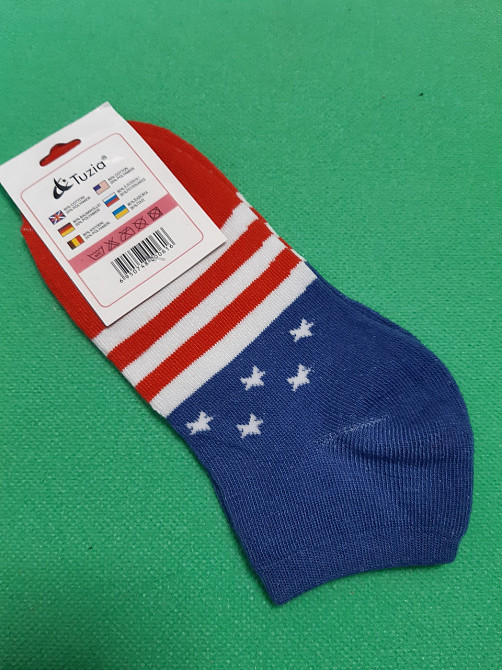 Шкарпетки жіночі короткі синій + червоний - 36-41 розмір, 80% бавовна, 20% поліамід Київ - фото 1