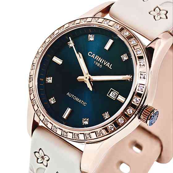Годинник жіночий наручний механічний Carnival Maldives Beige Flower (2 ремінці) Вінниця