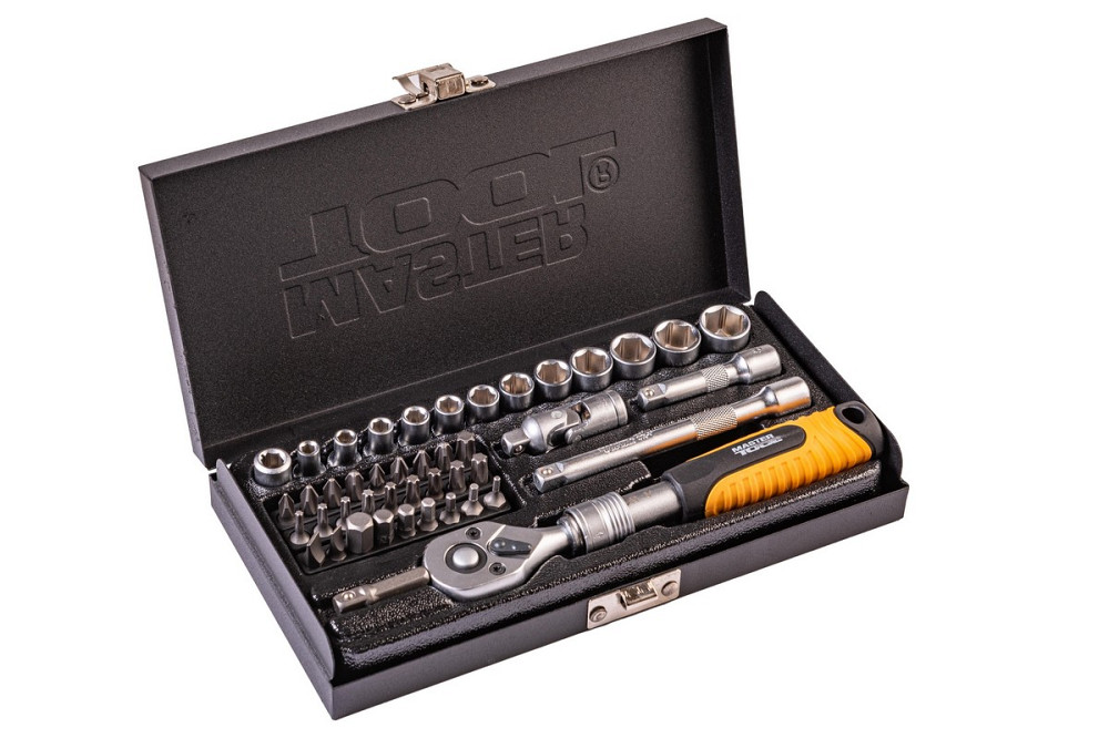 MASTERTOOL Набір інструментів MASTERTOOL PROFI ¼" 45 шт 4-13 мм телескопічна тріскачка CrV50BV3 Коломия - фото 4