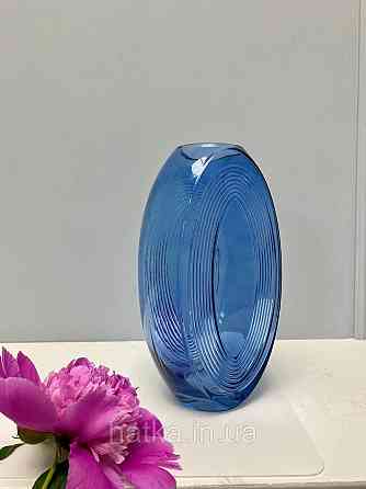 Ваза скляна 11,5*8,5*26,5 см Марокко" синє товсте скло Київ