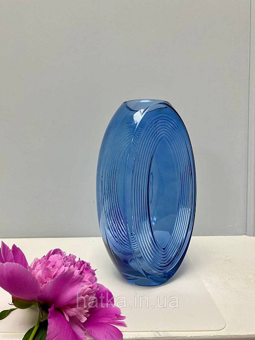 Ваза скляна 11,5*8,5*26,5 см Марокко" синє товсте скло Київ - фото 3