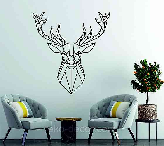 Декоративное настенное Панно «Олень», Декор на стену 70*65 см, Черный Киев