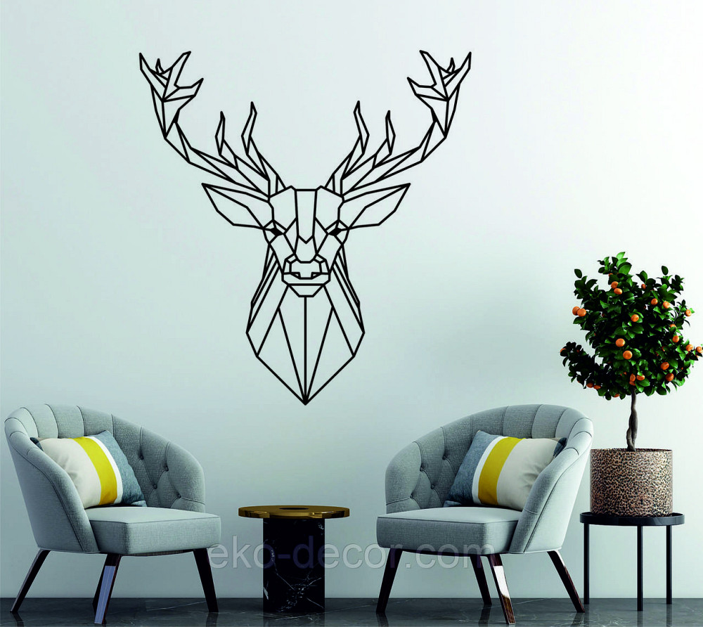 Декоративное настенное Панно «Олень», Декор на стену 70*65 см, Черный Киев - изображение 1