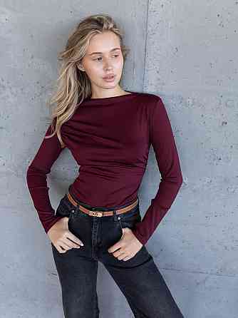 Жіночий базовий боді з драпіруванням мікродайвінг Бордо, 42/44 Одеса