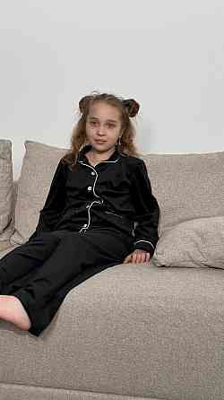 Дитяча велюрова тепла піжама дві кишені Чорний 110-116 Харків