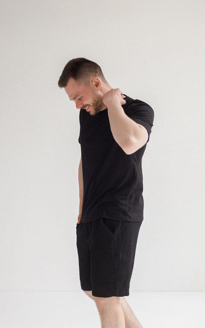 Мужские шорты муслиновые Черые S Харьков - изображение 3