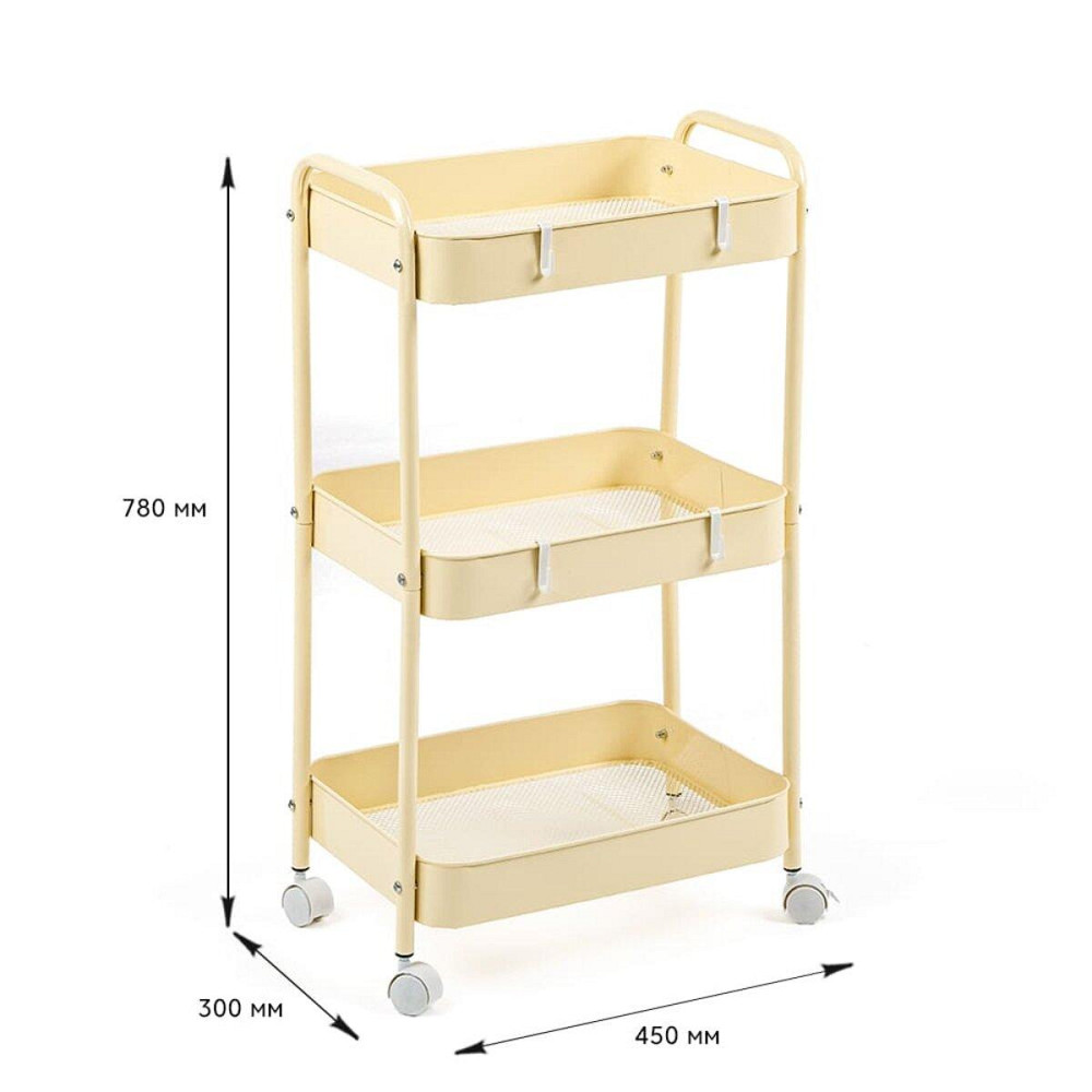 Универсальная кремовая трехъярусная этажерка на колесах Киев - изображение 3