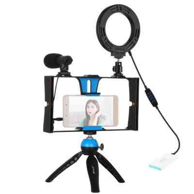 Набор блогера Puluz 4in1 (ring light, mount, phone holder, microphone) (PKT3025L) Винница