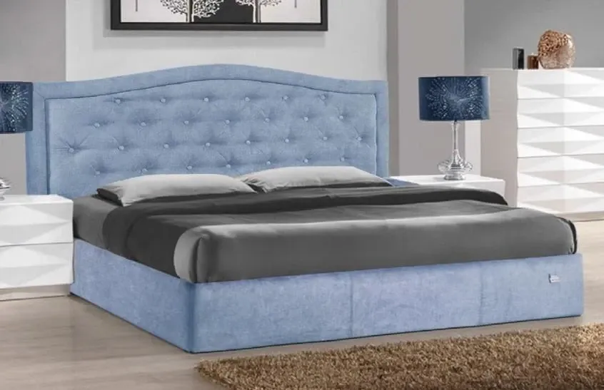 Кровать Двуспальная Scarlett VIP 160 х 200 см Jeans С дополнительной металлической цельносварной рамой Синий Киев - изображение 1