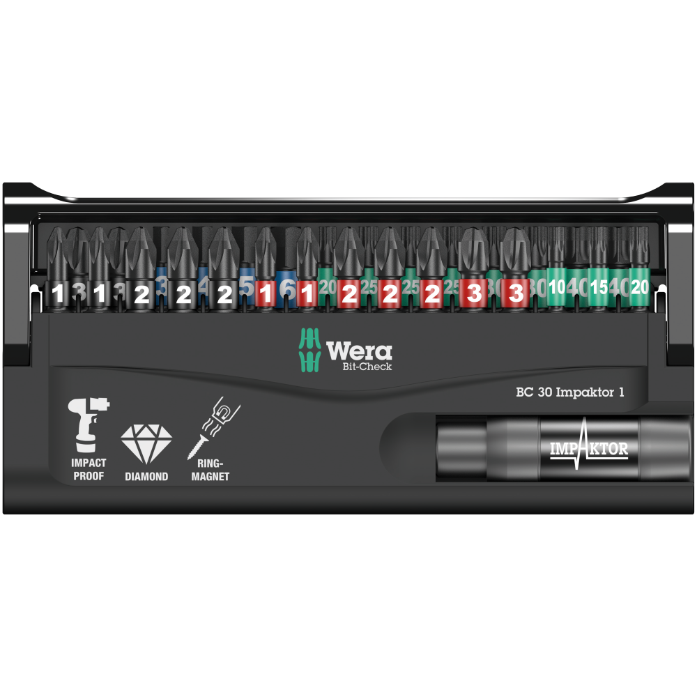 Набор ударных бит PH/PZ/HEX/Torx Wera с алмазным покрытием 30шт. 05057690001 Одесса - изображение 2