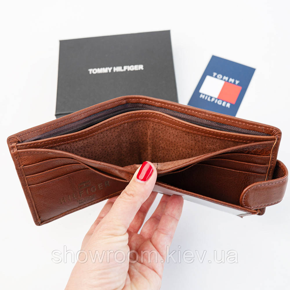 Мужское кожаное портмоне на кнопке TH (2081) brown Киев - изображение 3