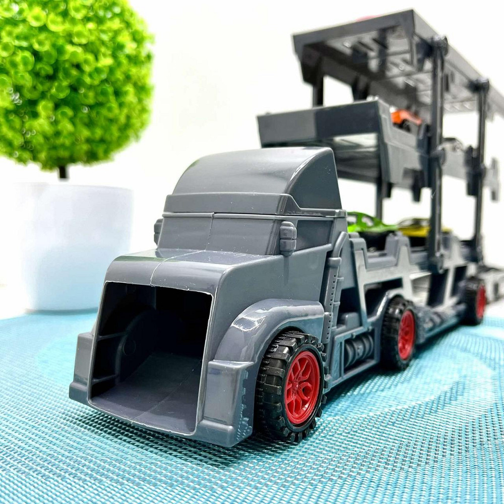 Трейлер-автовоз розкладний з набором машинок 6шт Чорний (K180A10) Чернігів - фото 3