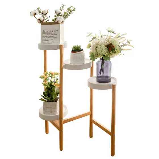 Стеллаж для цветов и растений на 4 яруса цвет древесной текстуры Каменец-Подольский