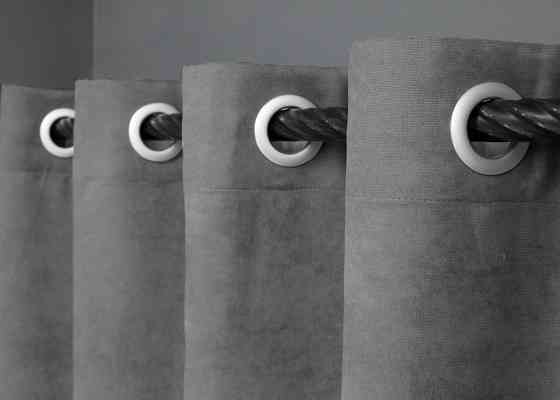 Комплект штор на люверсах VR-Textil Мікровелюр Petek № 1485ш 150х270 см 2 шт Сірий (37-0214) Київ