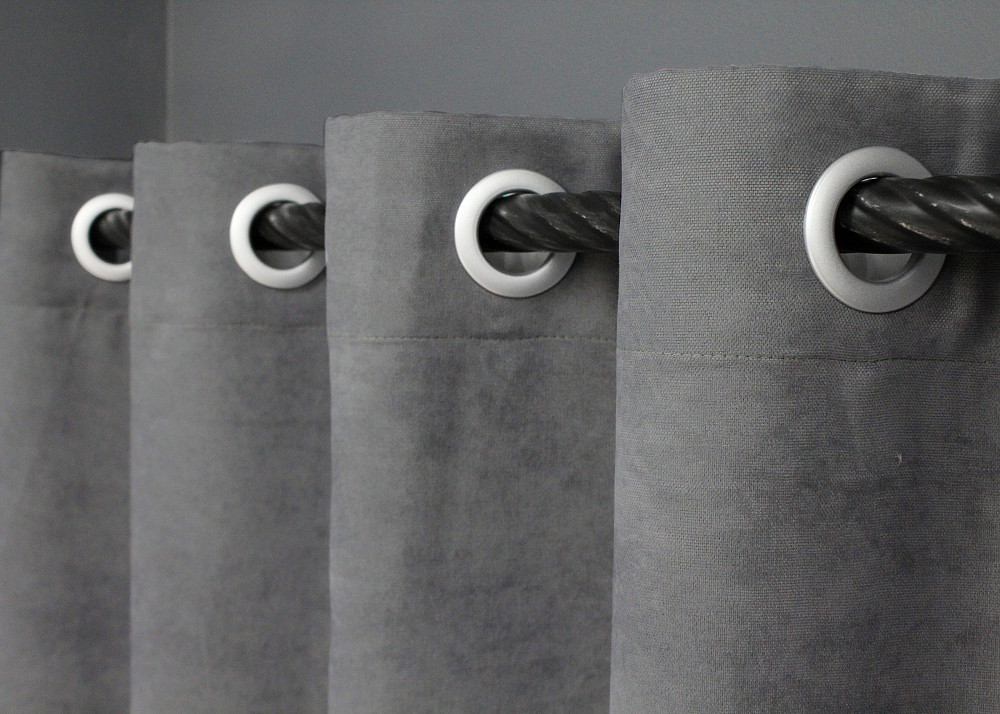 Комплект штор на люверсах VR-Textil Мікровелюр Petek № 1485ш 150х270 см 2 шт Сірий (37-0214) Київ - фото 6