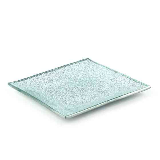 Тарілка квадратна "Фольга"/ скло/ сріблястий/шагрень/12х12 см Рівне
