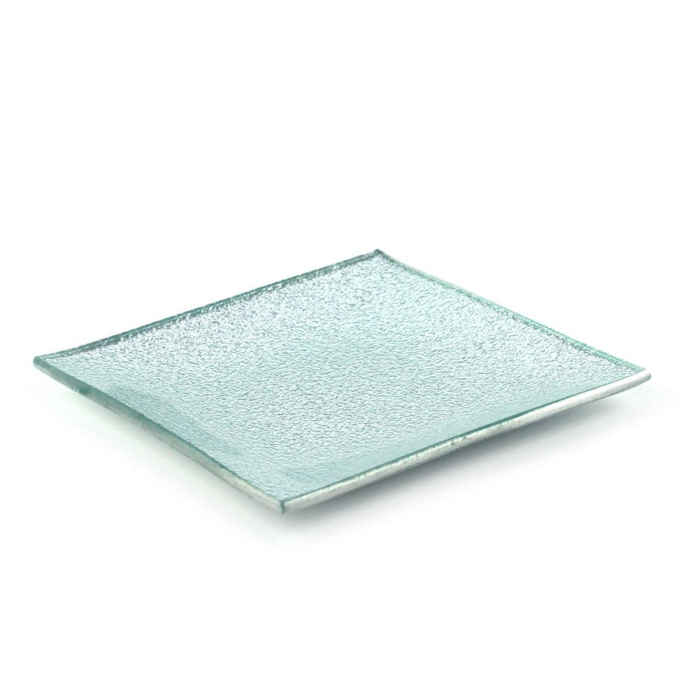 Тарілка квадратна "Фольга"/ скло/ сріблястий/шагрень/12х12 см Рівне - фото 1