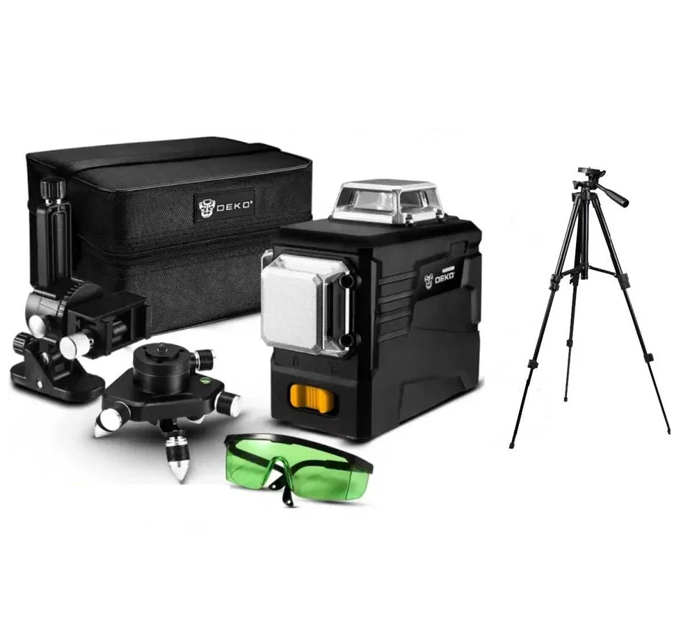 Лазерний рівень Deko 3D Бірюзовий промінь 12 ліній + штатив 1.02м Вінниця - фото 2