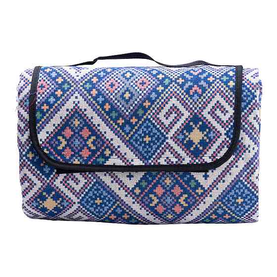 Синій жакардовий коврик для пікніка Київ