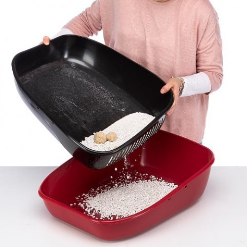 Відкриті туалети - лоток з двома піддонами для котів Ferplast Birda (Ферпласт Бірба) Бордовий Запоріжжя - фото 3