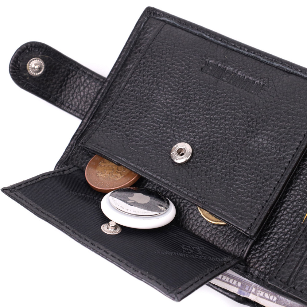 Горизонтальное мужское портмоне из натуральной кожи Черный (ST Leather) Киев - изображение 2