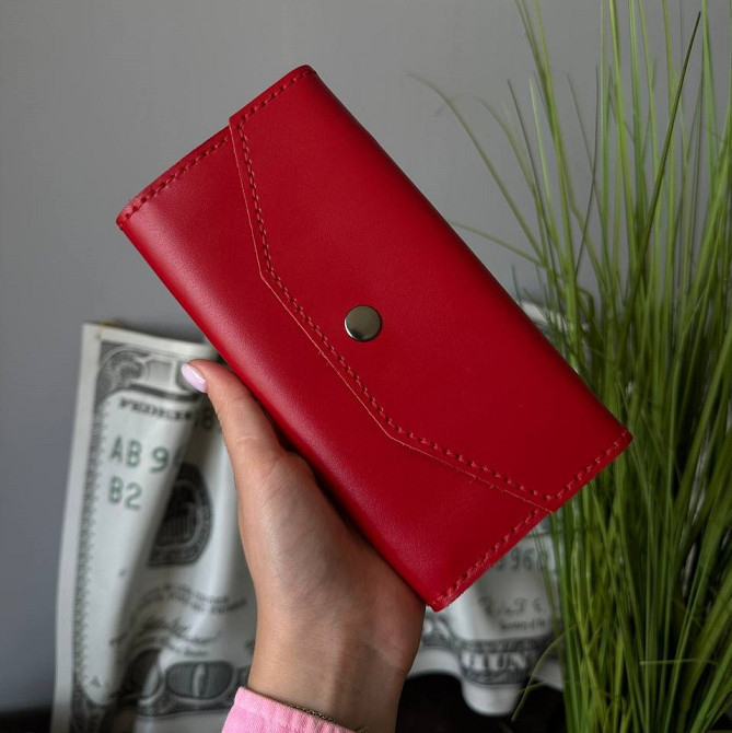 Гаманець Червоний клатч Флоренція шкіряний жіночий ручної роботи, стильний модний клатчMasterSem Київ - фото 1