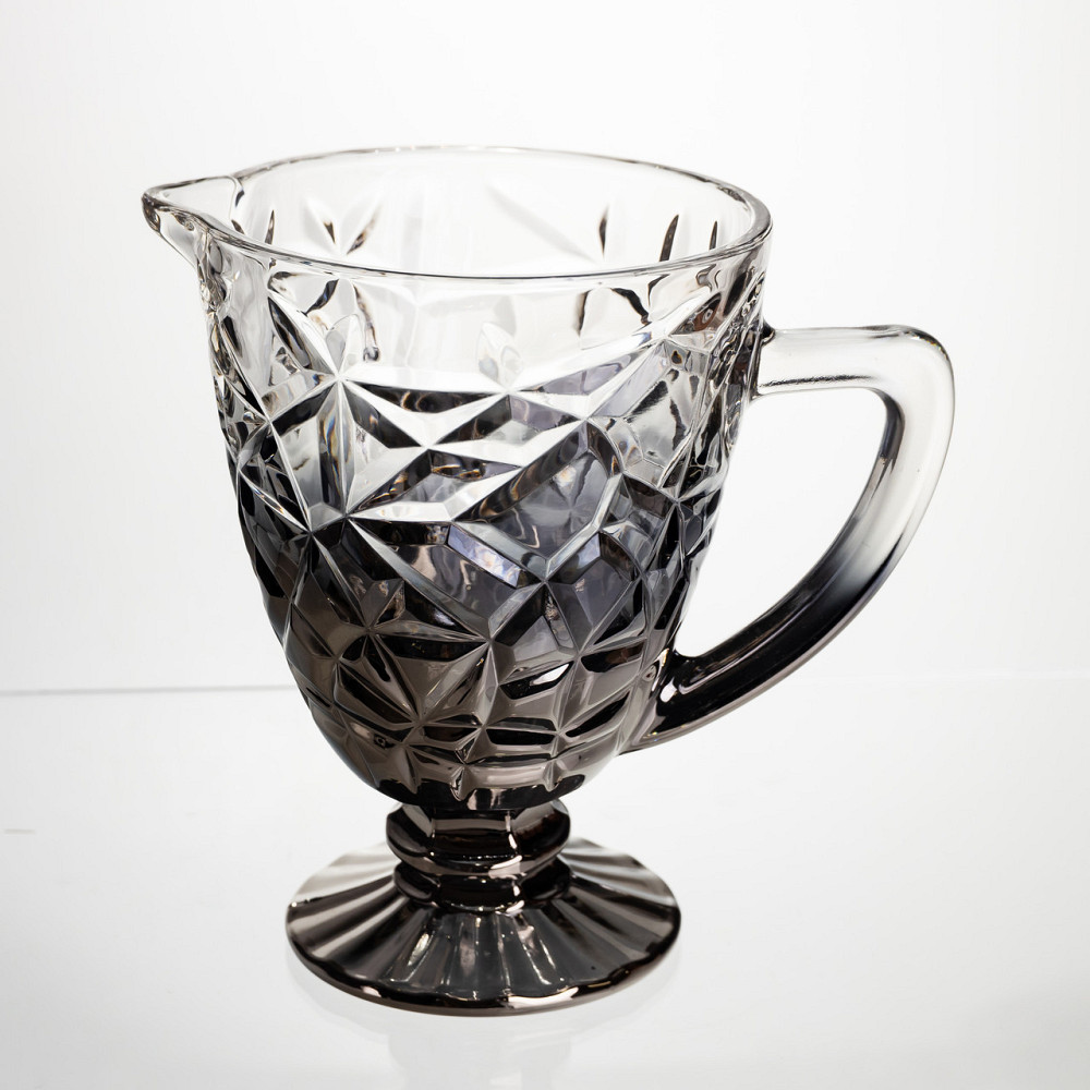 Глечик скляний для компоту 1.2 л ребристий фігурний графин для лимонаду мохіто-сангрії напоїв Сірий HP-19-179 Коломыя - изображение 1