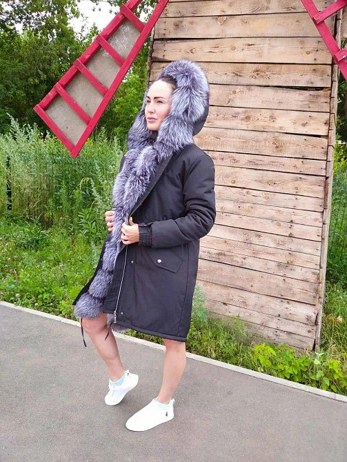 Парка женская с мехом чернобурки, черная , р42-60. длина 70 Харьков - изображение 4