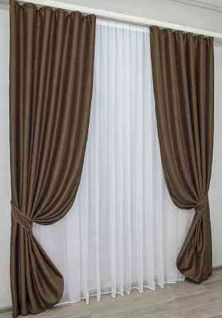 Комплект готовых штор VR-Textil Софт № 094ш Темно-коричневый 150х270 см 2шт (30-016) Киев