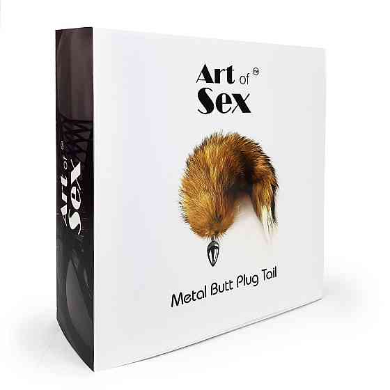 Металева анальна пробка з хвостом із натурального хутра Art of Sex size M Red fox Sex Aura Київ